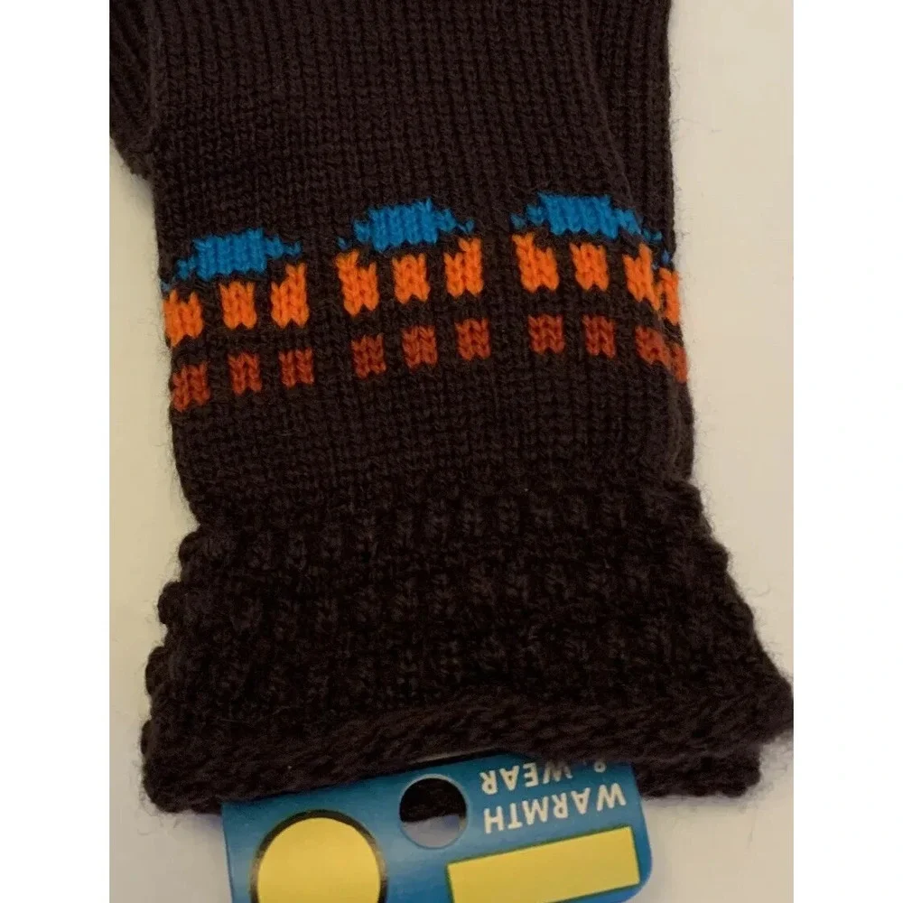 Vintage Acrylic Knit Winter Gloves Women's One Size Stretch Retro Colors NEW NOS